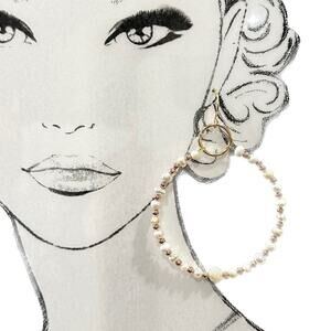 2.25”‎ fresh water 4 mm pearls and gold  accent beads 14k gold plated hoops